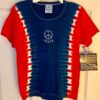 GK TIE DYE "SKATE" PEACE JEWELS GIRLS MEDIUM RED WHITE BLUE SSLV COTTON TEE SZ M
