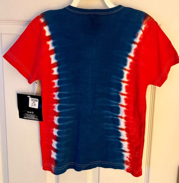 GK TIE DYE "SKATE" PEACE JEWELS GIRLS MEDIUM RED WHITE BLUE SSLV COTTON TEE SZ M - Image 4