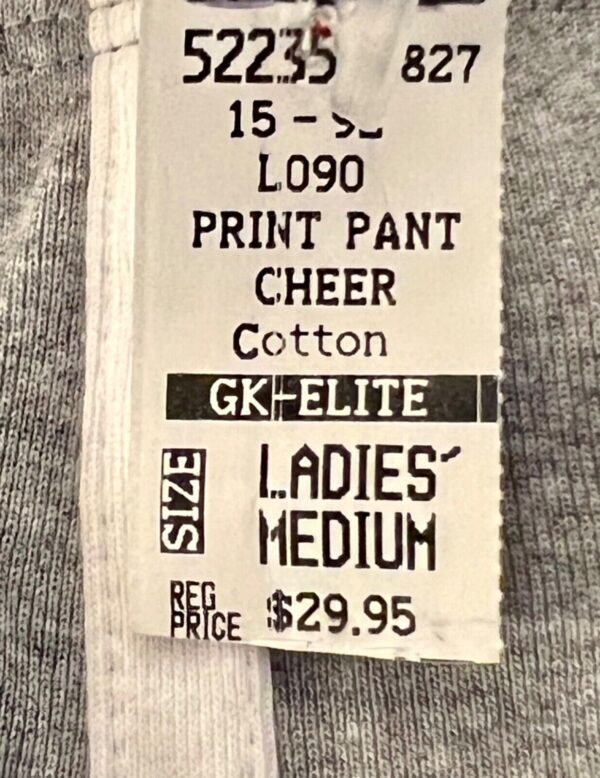 GK CHEER GRAY ATHLETIC LOUNGE PANTS SIZE LADIES MEDIUM COTTON WHITE STRIPES Sz M - Image 4