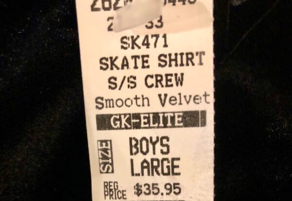 GK ELITE BOYS S/S CREW FIGURE SKATE SHIRT BLACK VELVET SIZE CL - Image 5