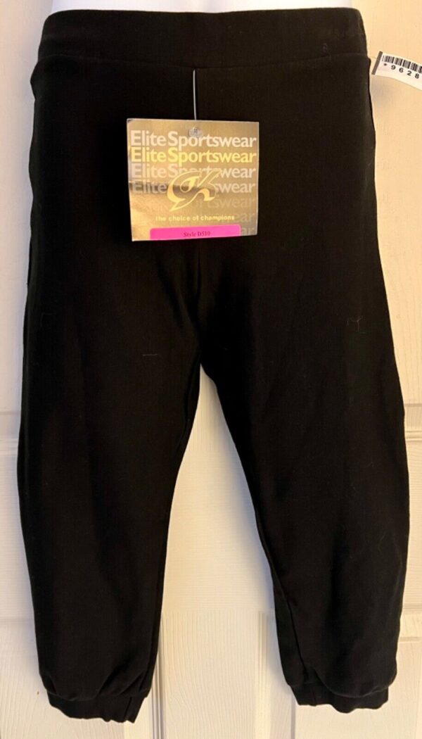 GK DANCE BLACK CAPRI LADIES SMALL COTTON/SPANDEX CUFFED CAPRI PANTS CHEER Sz AS - Image 2