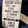 GK â€œGYMNASTICSâ€ CREST PRINT GRAPHIC GIRLS LARGE NAVY COTTON LOUNGE STRIPES PANTS - Image 8