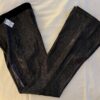GK DANCE JAZZ PANTS CHILD LARGE BLACK TWILIGHT FOIL VELVET WAIST HIP HUGGER Sz L