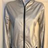 GK WARM UP JACKET ADULT SMALL SILVER METALLIC ZIP FRONT GYMNASTICS DANCE CHEER S