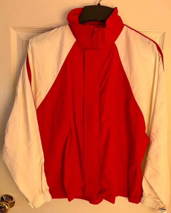 GK WARM UP JACKET ADUTL X-SMALL RED WHITE TASLAN ZIP SKATE GYMNASTICS CHEER XS