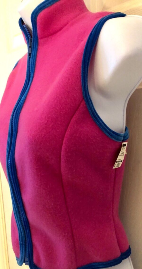 GK PINK FLEECE VEST ADULT X-SMALL BLUE VELVET TRIM FRONT ZIP SKATE GYM Sz XS - Image 4