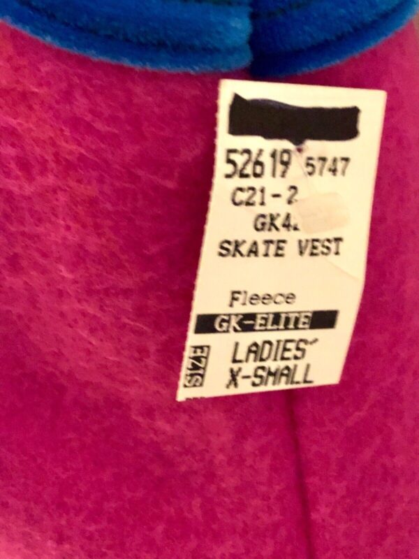 GK PINK FLEECE VEST ADULT X-SMALL BLUE VELVET TRIM FRONT ZIP SKATE GYM Sz XS - Image 6