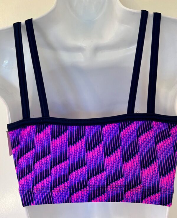 GK JAZZ DANCE CHEER ADULT X-SMALL FUCHSIA HOLOGRAM PURPLE VELV TANK CROP TOP AXS - Image 6