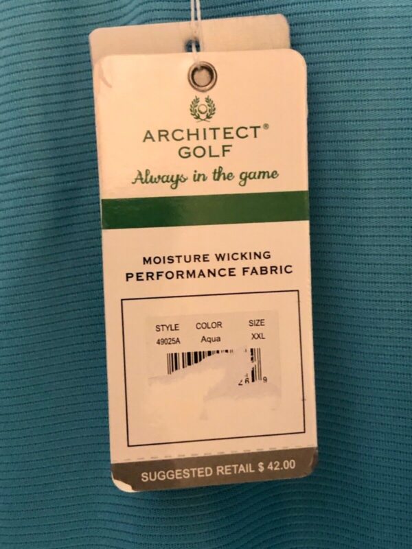 ARCHITECTURE GOLF MENS XX-LARGE AQUA 3-BUTTON SSLV POLO GOLF SHIRT Sz XXL NWT! - Image 5