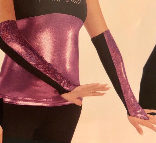 GK DANCE ADULT SMALL AMETHYST SPARKLE AND BLACK DRYTECH GAUNTLETS DANCE AS NWT