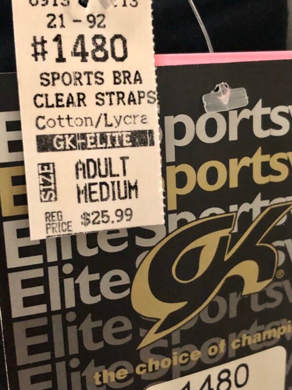 GK Sports Bra Camisole ADULT MEDIUM Cotton/Spandex BLACK STYLE #1480 AM NWT! - Image 4