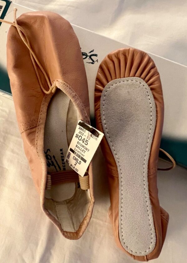 LEOâ€™S DANCEWEAR PROTEGE BALLET GIRLS SIZE 2.0 PINK LEATHER FULL SOLE Sz 2.0 NIB! - Image 2