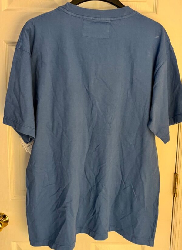 VTG UNIVERSITY WEAR MENS LARGE FADED BLUE HVY WT COTTON POCKET TEE NO SHRINK L - Image 5