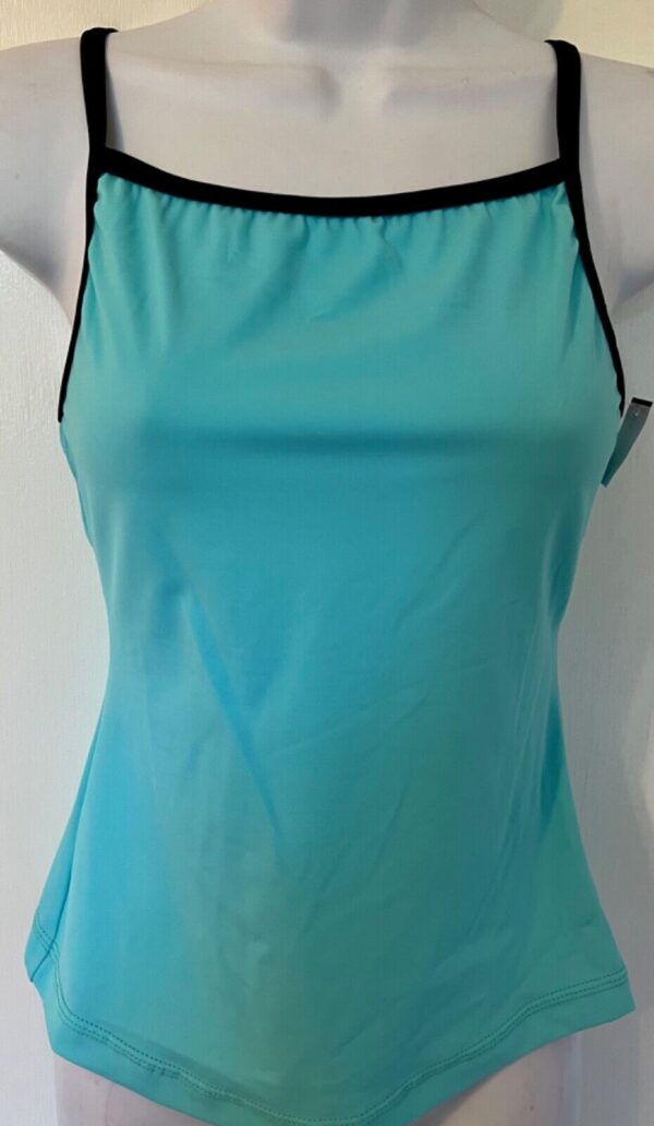 GK DANCE TOP ADULT SMALL AQUA NYLON/SPANDEX CAMISOLE DANCE CHEER JAZZ GYM Sz AS