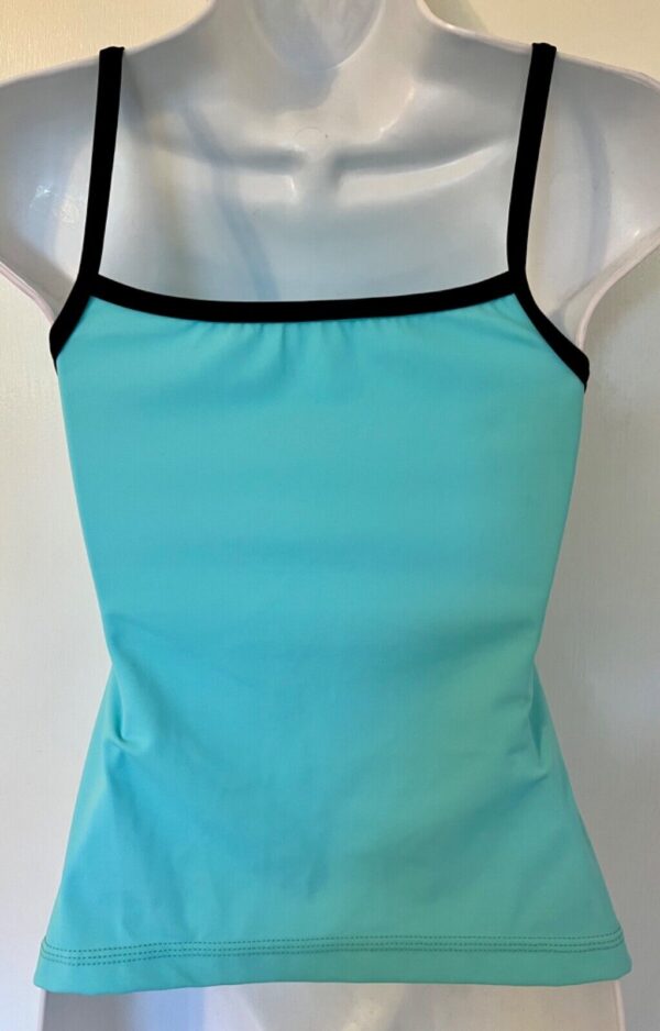 GK DANCE TOP ADULT SMALL AQUA NYLON/SPANDEX CAMISOLE DANCE CHEER JAZZ GYM Sz AS - Image 6