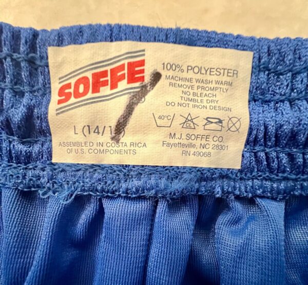 SOFFE GK YOUTH LARGE BLUE MESH POLYESTER LONG LOGO ATHLETIC RUNNING SHORTS SZ L - Image 5