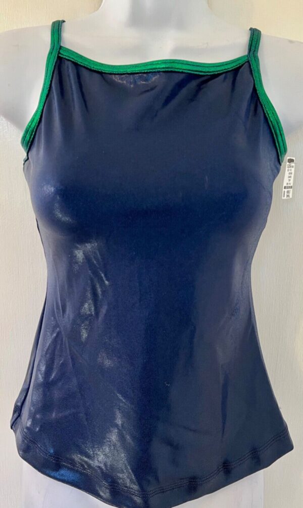 GK DANCE JAZZ CHEER LADIES SMALL NAVY GREEN MYSTIQUE CAMISOLE TOP Sz AS NWT!