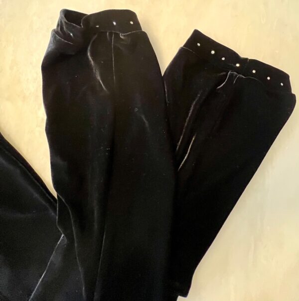 GK ELITE DANCE JAZZ LADIES MEDIUM BLACK VELVET JEWELED CUFFED JAZZ PANTS SZ M - Image 2