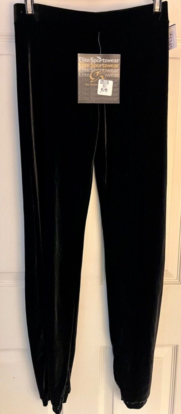 GK ELITE DANCE JAZZ LADIES MEDIUM BLACK VELVET JEWELED CUFFED JAZZ PANTS SZ M - Image 4