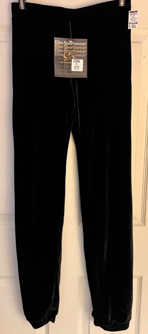 GK ELITE DANCE JAZZ LADIES MEDIUM BLACK VELVET CUFFED DRESS PERFORMANCE PANTS M - Image 2