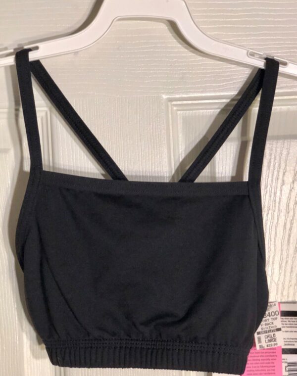 GK ELITE DANCE SPORTS TOP CHILD LARGE BLACK SYLKTECH V-BACK CL NWT! - Image 3