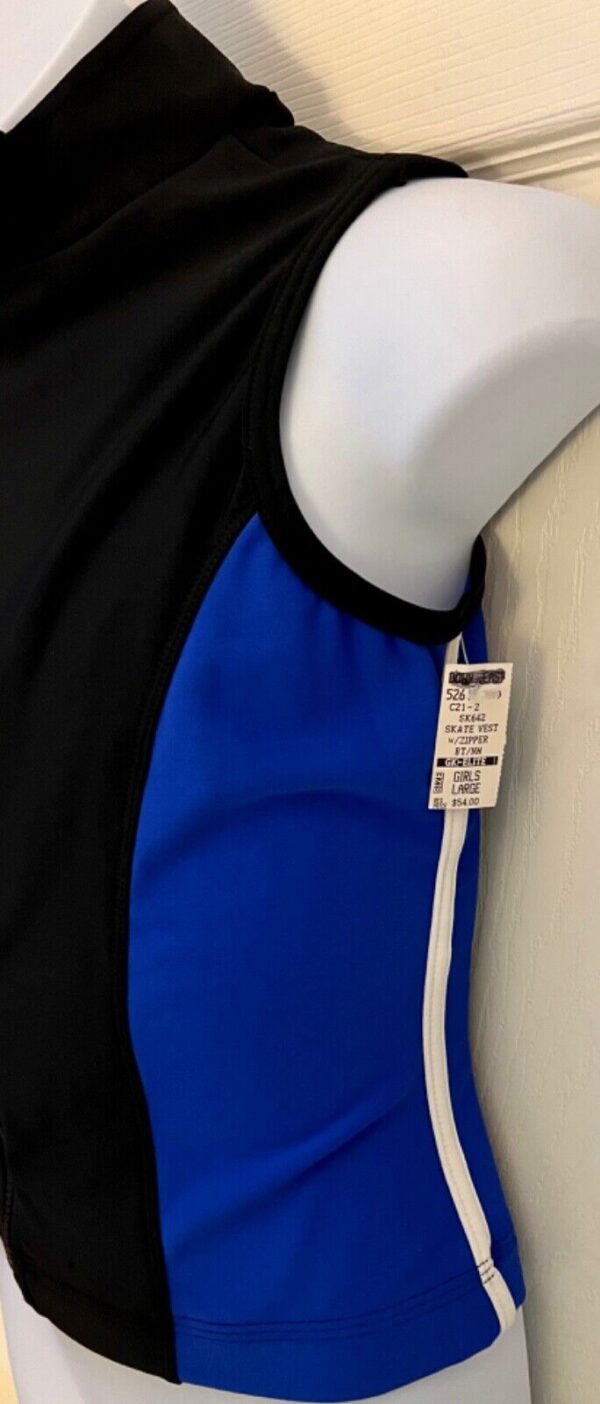 GK CHILD LARGE ICE SKATE VEST BLUE/BLACK BRUSHED TRICOT NYLON/SPANDEX Sz CL NWT! - Image 8