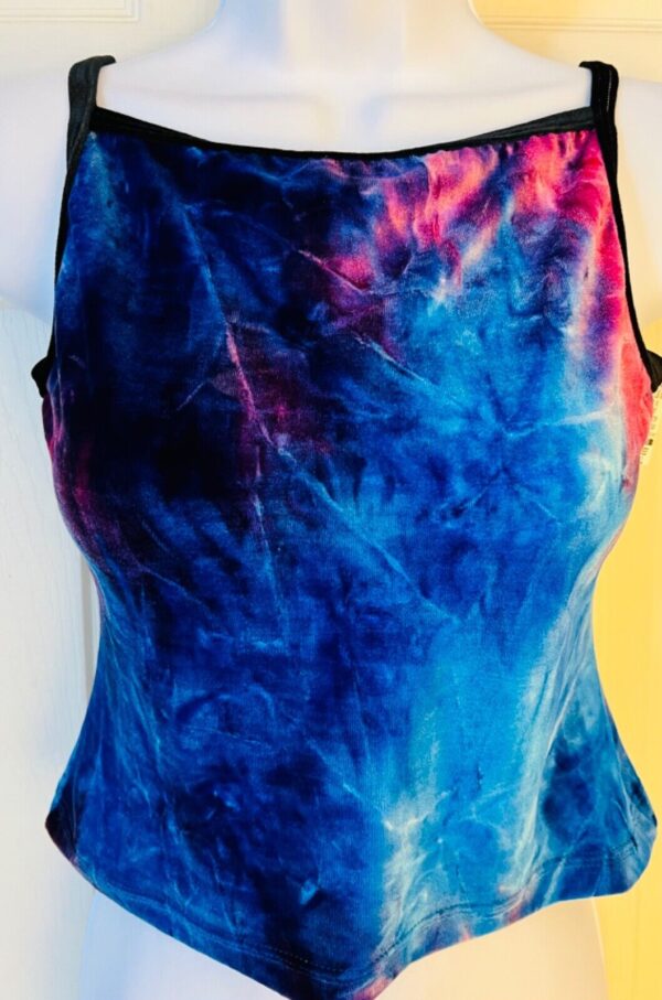 GK ELITE DANCE JAZZ ADULT SMALL TIE DYE VELVET CAMISOLE CROP TOP Sz AS NWT!