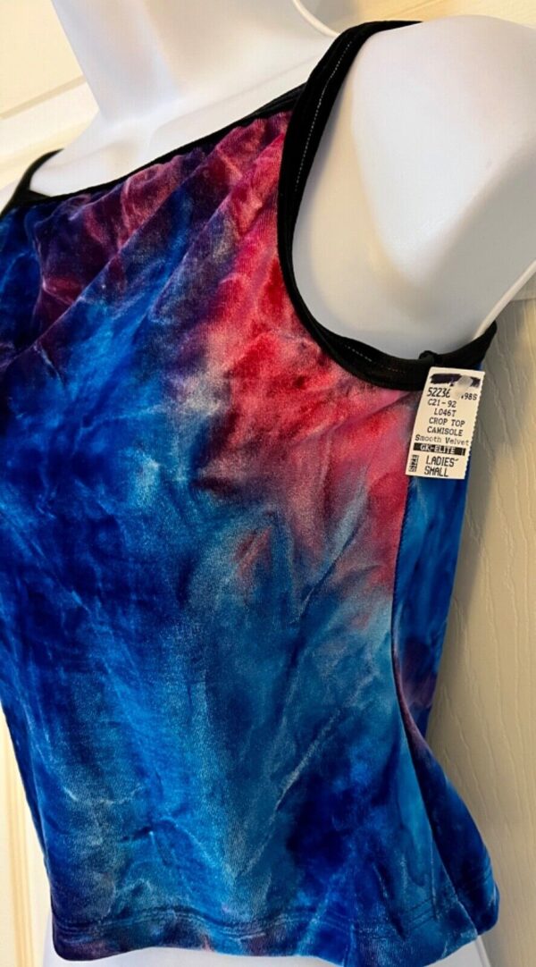 GK ELITE DANCE JAZZ ADULT SMALL TIE DYE VELVET CAMISOLE CROP TOP Sz AS NWT! - Image 4