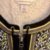 Christopher Banks Ladies Black Green Cream Print 3/4 Slv Front Zip Cotton Top M - Image 2