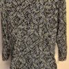 Christopher Banks Ladies Black Green Cream Print 3/4 Slv Front Zip Cotton Top M - Image 4