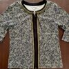 Christopher Banks Ladies Black Green Cream Print 3/4 Slv Front Zip Cotton Top M - Image 9
