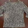 Christopher Banks Ladies Black Green Cream Print 3/4 Slv Front Zip Cotton Top M - Image 10