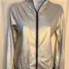 GK WARM UP JACKET ADULT SMALL SILVER METALLIC ZIP FRONT GYMNASTICS DANCE CHEER S