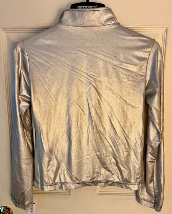 GK WARM UP JACKET ADULT SMALL SILVER METALLIC ZIP FRONT GYMNASTICS DANCE CHEER S - Image 5