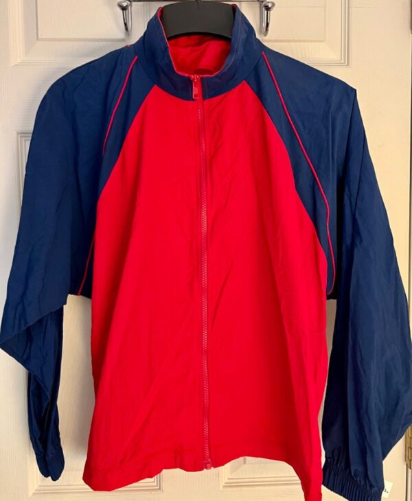 GK WARM UP JACKET ADULT SMALL SUPPLEX NAVY RED PIPING PERFORMANCE FIT GYM Sz S