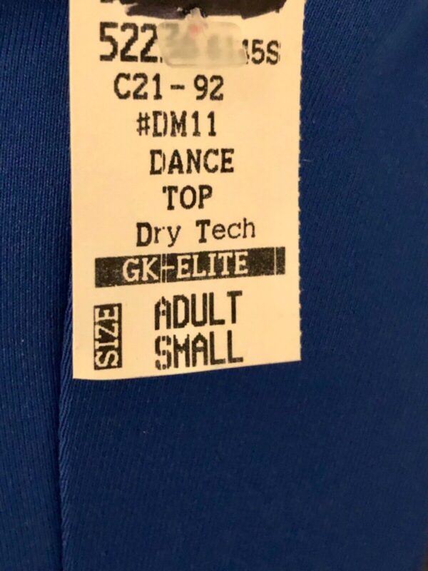 GK ELITE DANCE TOP ADULT SMALL ROYAL BLACK DRY TECH SLVLS TANK Sz AS NWT! - Image 6