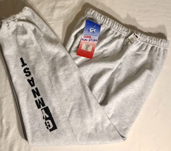 GK GRAPHIC SWEATPANTS ADULT LARGE HEATHER GRAY GYMNASTS COTTON BLEND Sz AL