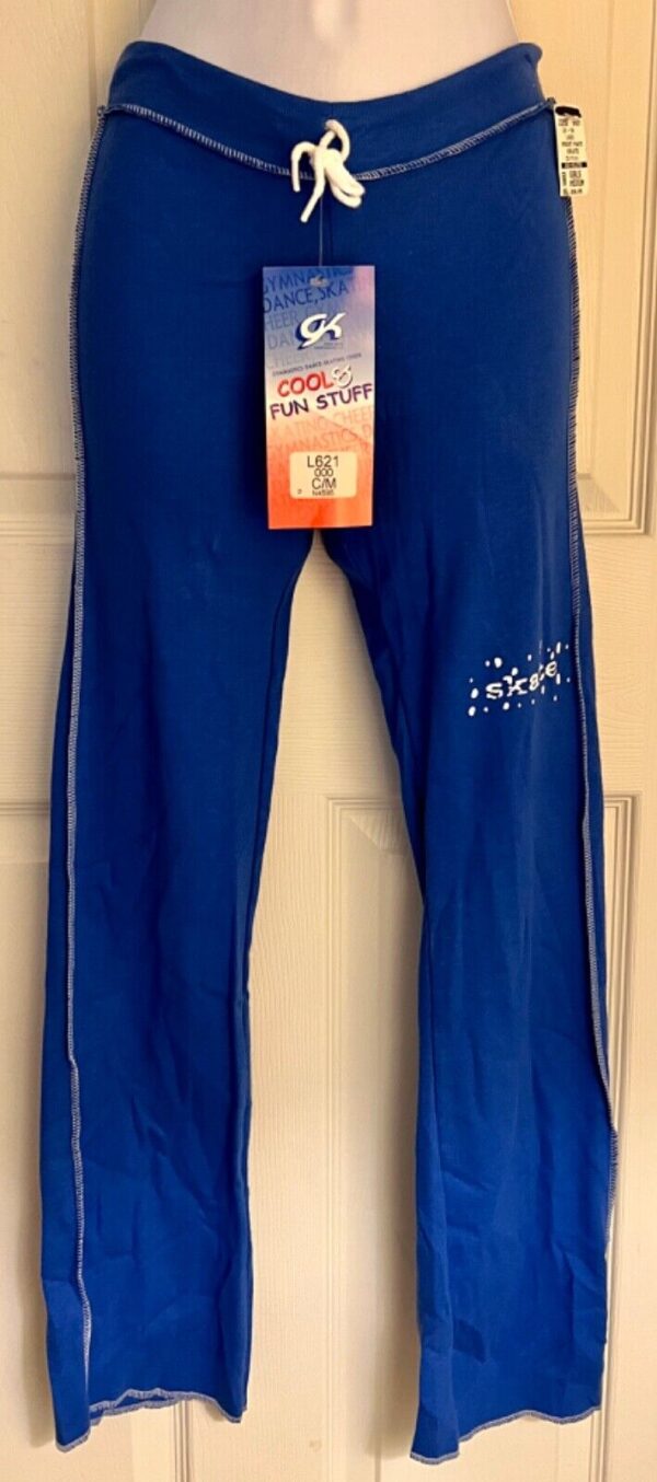 GK â€œSKATEâ€ GRAPHIC GIRLS MEDIUM ROYAL COTTON ATHLETIC LOUNGE STRIPES PANTS Sz CM