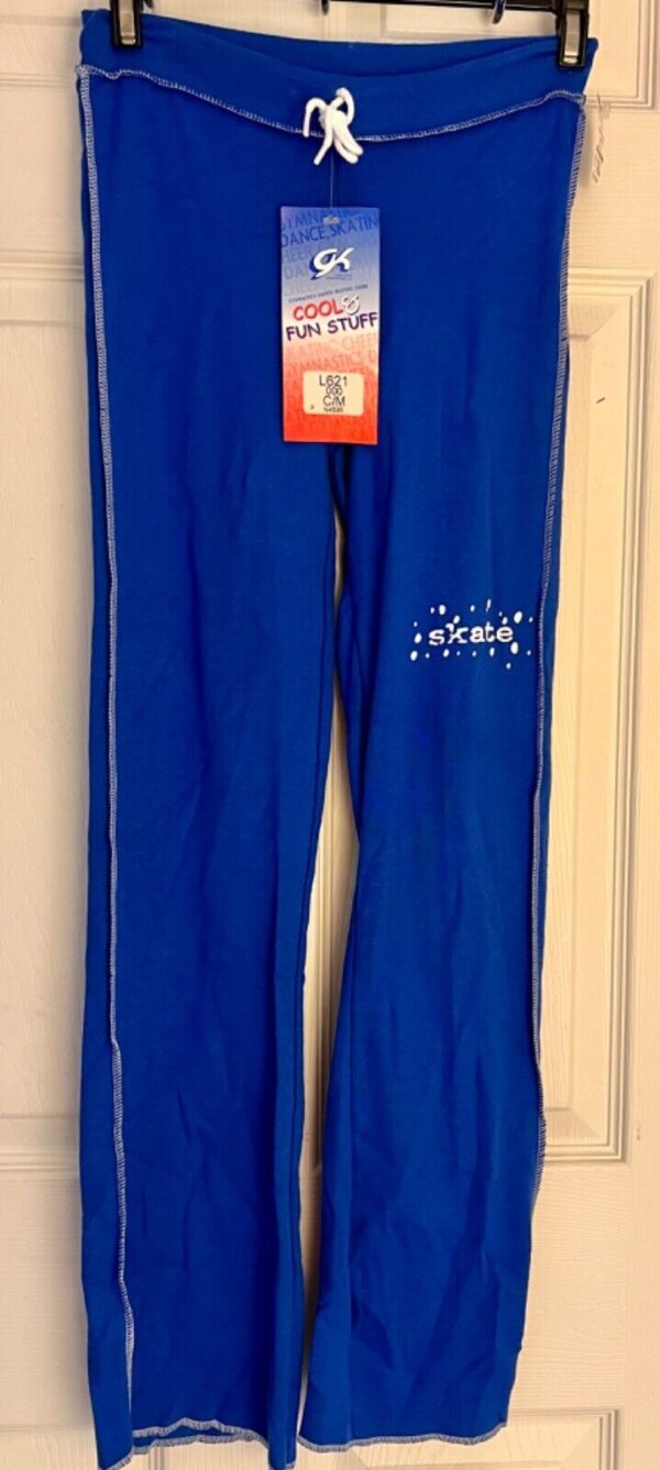 GK â€œSKATEâ€ GRAPHIC GIRLS MEDIUM ROYAL COTTON ATHLETIC LOUNGE STRIPES PANTS Sz CM - Image 4