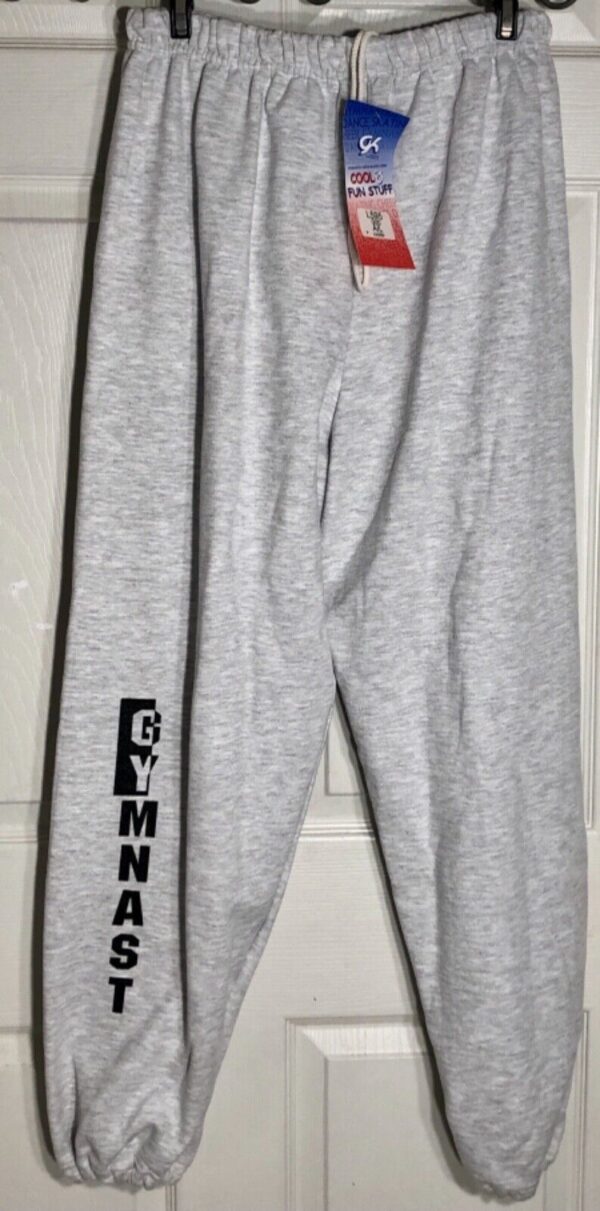 GK GRAPHIC SWEATPANTS ADULT LARGE HEATHER GRAY GYMNASTS COTTON BLEND Sz AL - Image 2