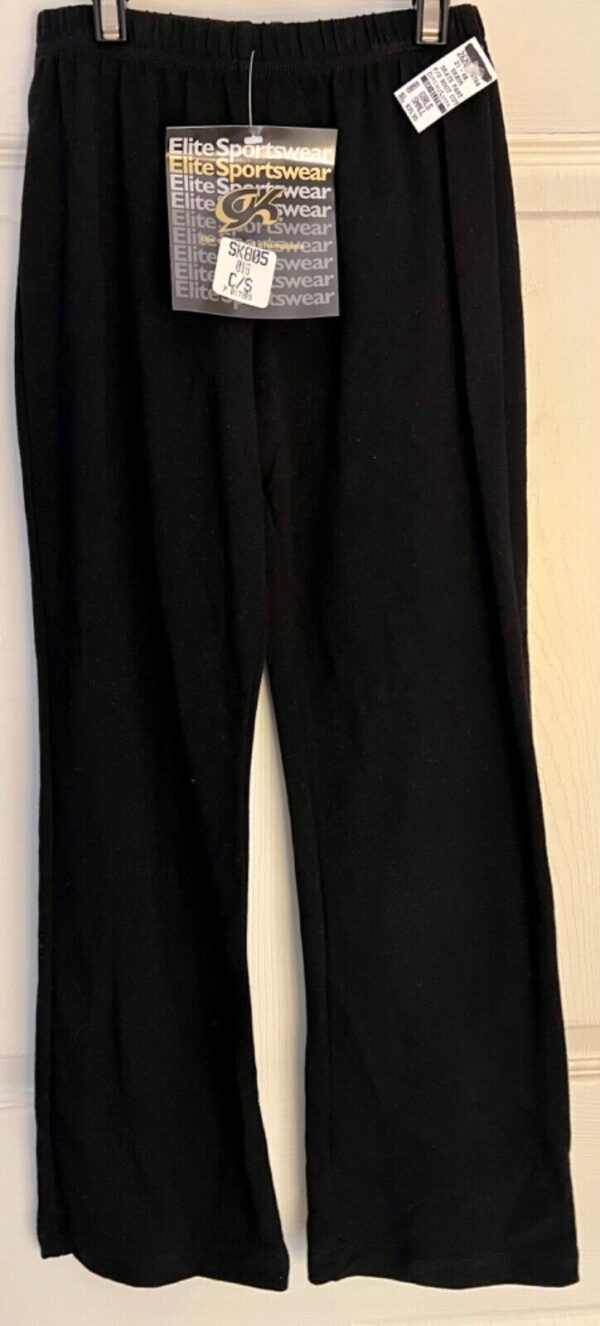 GK WARM UP CHILD SMALL BLACK COTTON/SPANDEX BOOT CUT ICE SKATE ATHLETIC PANTS CS - Image 2