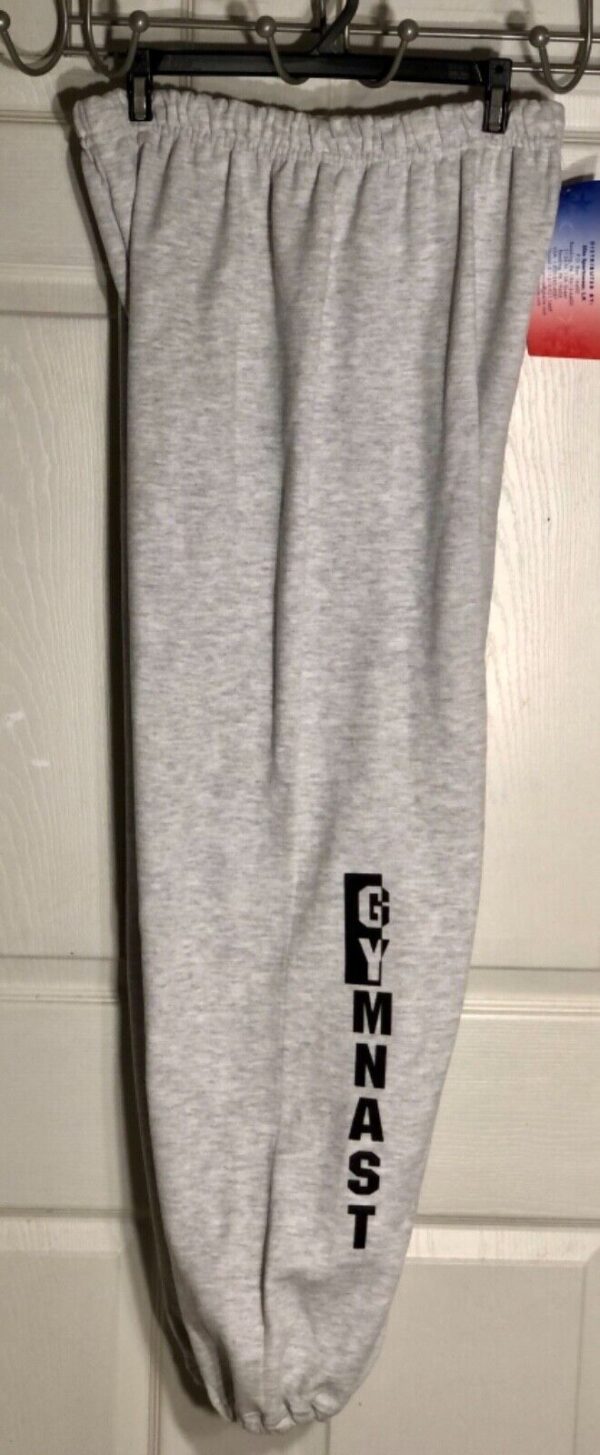 GK GRAPHIC SWEATPANTS ADULT LARGE HEATHER GRAY GYMNASTS COTTON BLEND Sz AL - Image 4