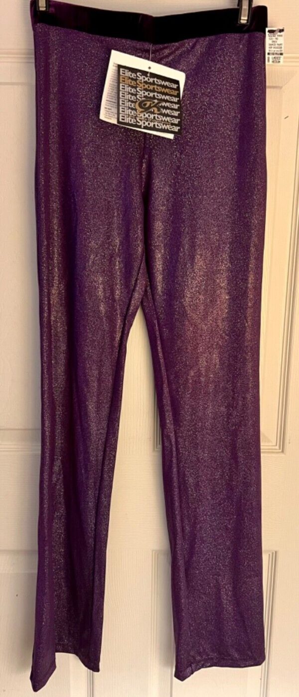 GK DANCE JAZZ LADIES MEDIUM PURPLE VELVET WAISTBAND PURPLE TWILIGHT PANTS SZ M - Image 2