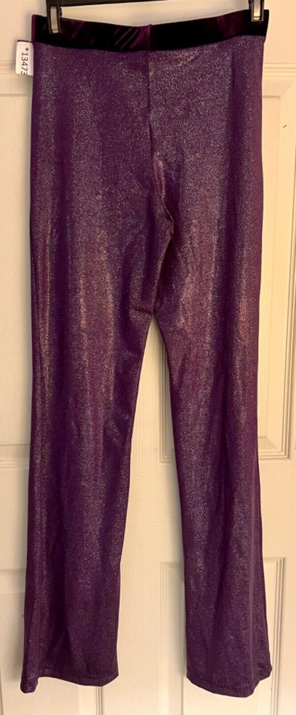 GK DANCE JAZZ LADIES MEDIUM PURPLE VELVET WAISTBAND PURPLE TWILIGHT PANTS SZ M - Image 4