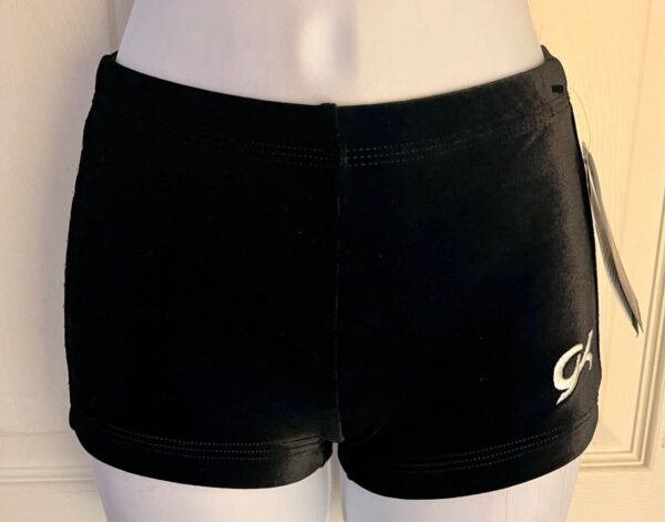 GK BLACK VELVET ADULT X-SMALL MICRO MINI CRYSTALS CHEER DANCE GYMNASTS SHORTS XS - Image 2