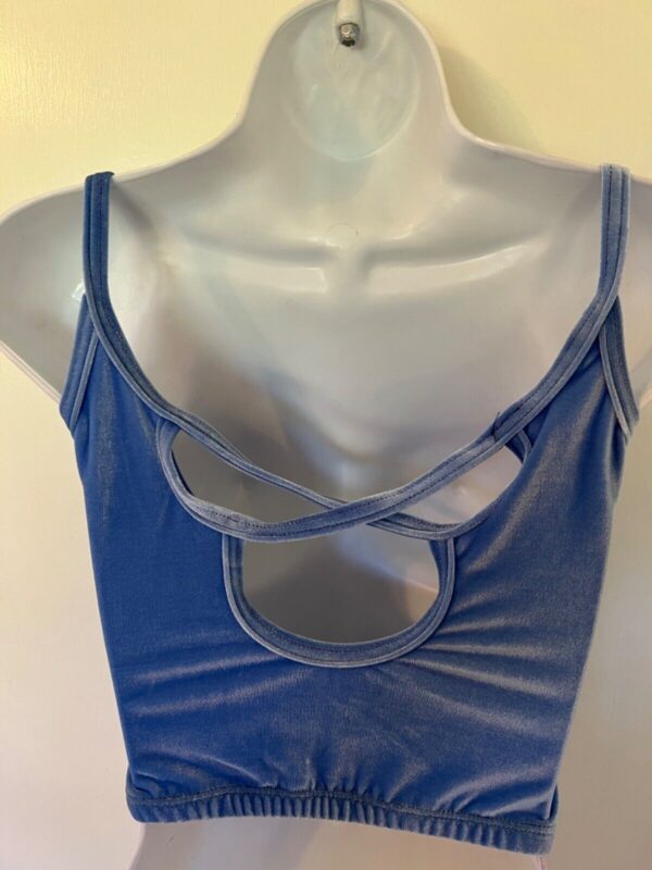 GK DANCE JAZZ CHEER TOP ADULT SMALL BLUE VELVET X-BACK STRAPS CAMISOLE Sz AS NWT - Image 5