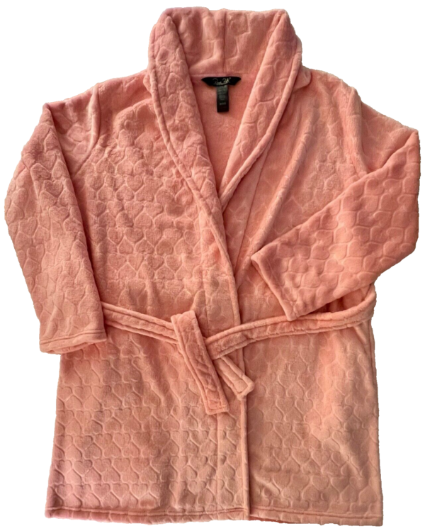 Rene Rofe Sleepwear Women's Medium Peony Hearts Plush Knee Length Robe Sz M - Image 9