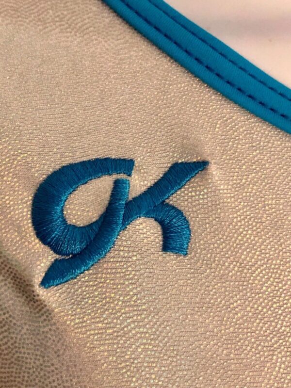 GK OPAL ILLUSION ADULT X-SMALL WHITE OPAL BLUE SEQ GYMNASTICS DANCE LEOTARD AXS - Image 3