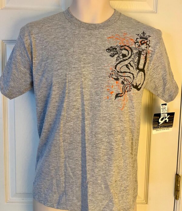 GK BOYS MEDIUM DRAGON T-SHIRT SSLV HEATHER GRAY COTTON GK GRAPHICS SZ M NWT!