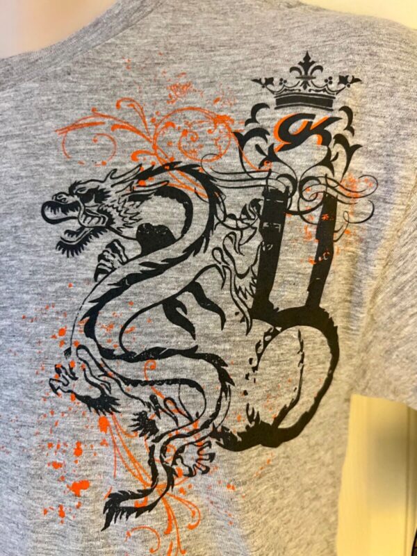 GK BOYS MEDIUM DRAGON T-SHIRT SSLV HEATHER GRAY COTTON GK GRAPHICS SZ M NWT! - Image 2